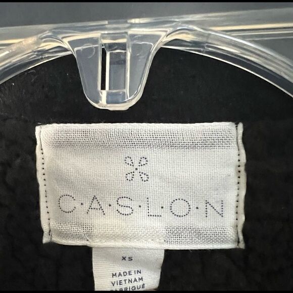 Caslon Black Faux Shearling Open Front Notched Lapel Collar Coat Jacket - Picture 9 of 10